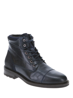 Jones Bootmaker Dusseldorf Leather Lace-Up Boots, Navy - view 2, Navy