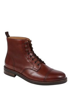 Jones Bootmaker Finch Leather Lace-Up Boots, Chestnut - view 2, Chestnut