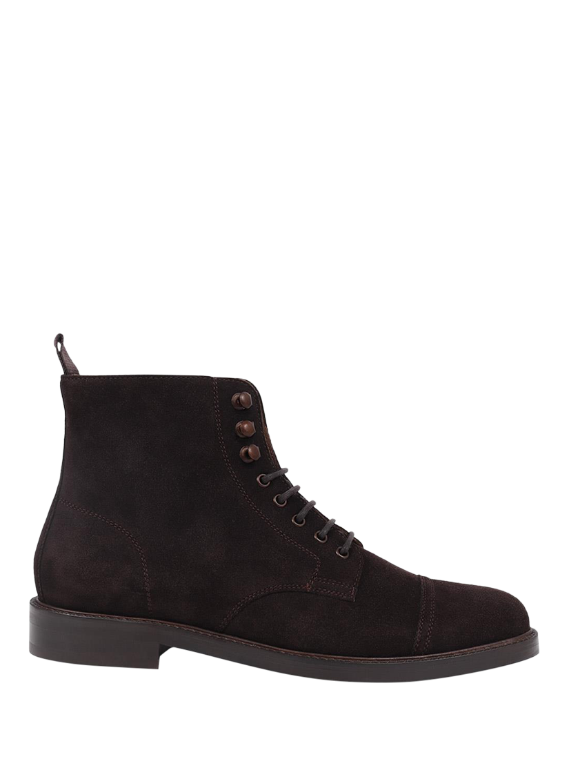 Jones Bootmakers Finch Suede Lace-Up Boots, Dark Brown