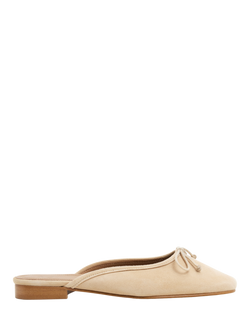 Flattered Malva Suede Backless Ballerina Mules, Beige, Beige