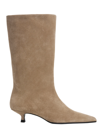 Flattered Nour Suede Pointed Heeled Boots, Beige, Beige
