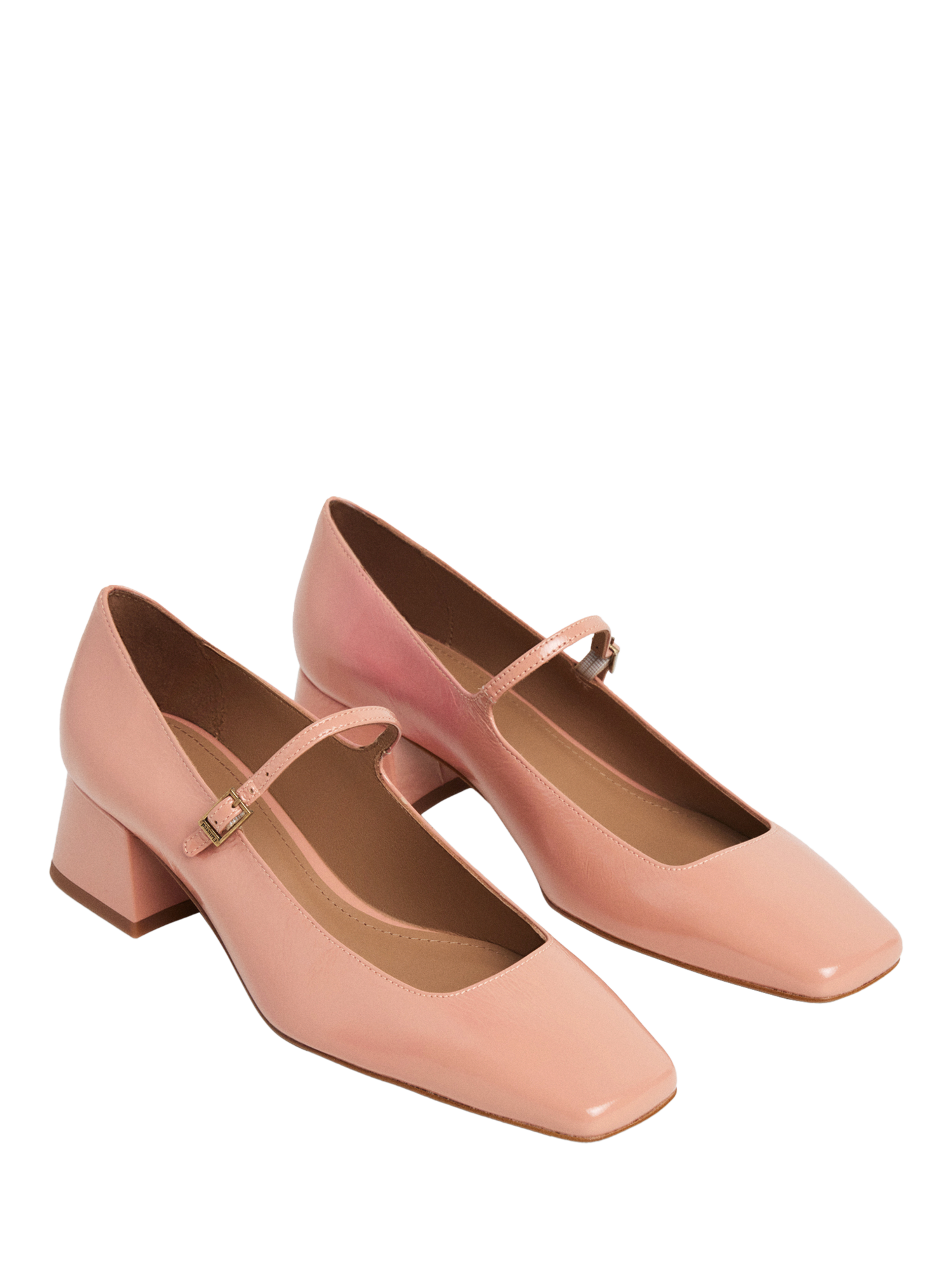 Product image 2 of 8, which shows Flattered Evan Leather Square Heeled Mary Janes, Pink, EU37
