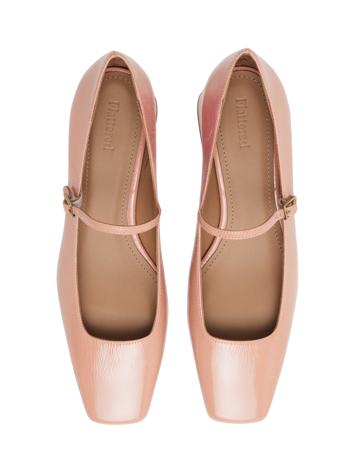 Product image 3 of 8, which shows Flattered Evan Leather Square Heeled Mary Janes, Pink, EU37