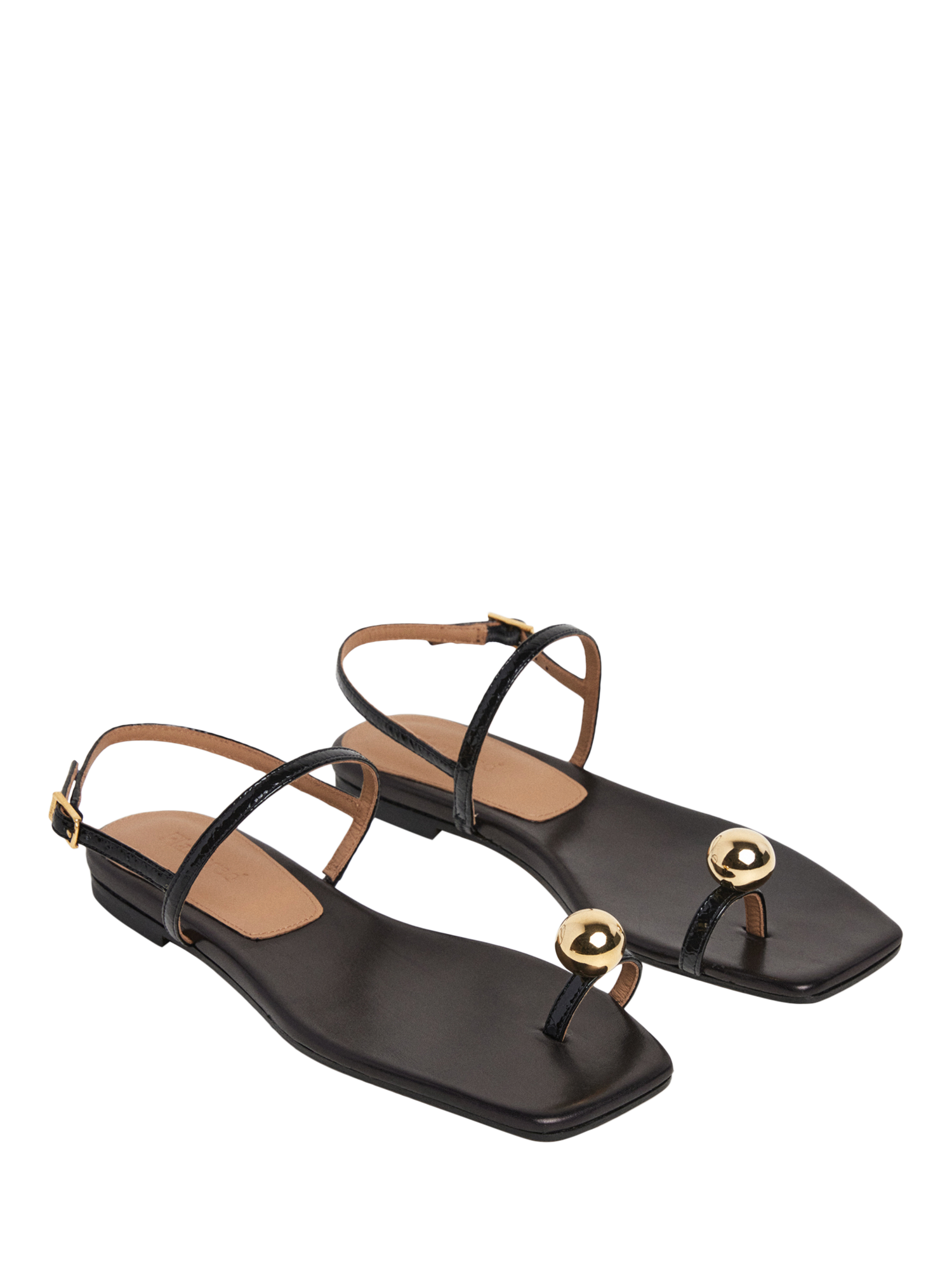 Product image 4 of 7, which shows Flattered Idris Leather Strappy Footbed Sandals, Black, EU37