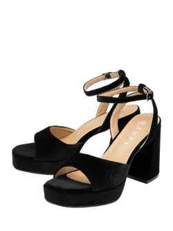 Ravel Surina Velvet Platform Heeled Sandals - view 2, Black