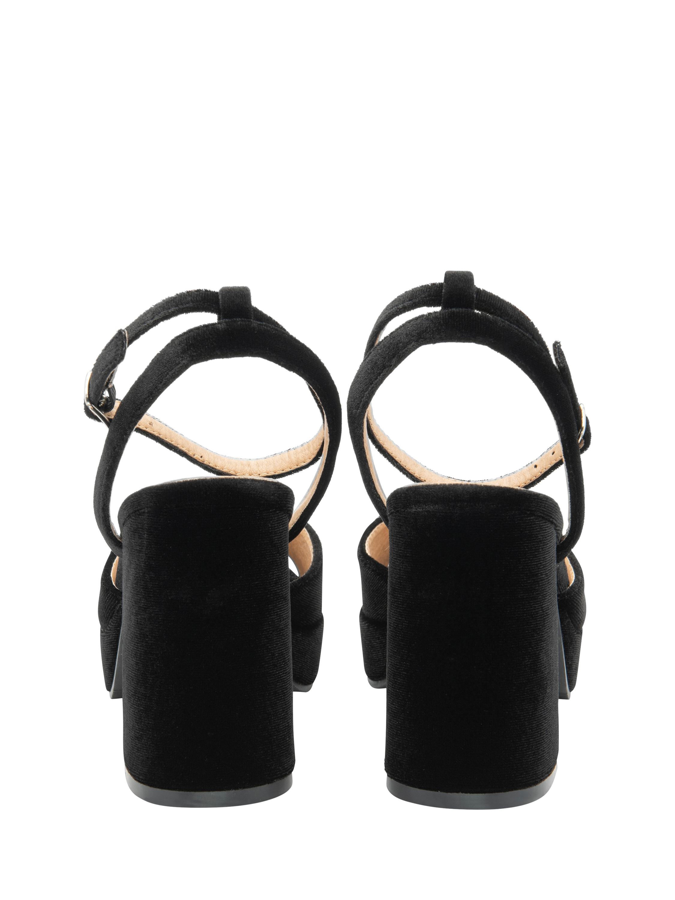 Product image 3 of 4, which shows Ravel Surina Velvet Platform Heeled Sandals, Black, 4