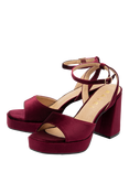 Ravel Surina Velvet Platform Heeled Sandals, Burgundy