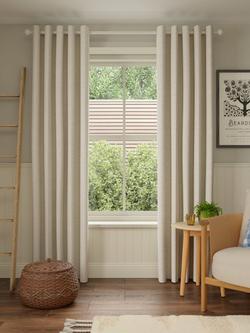 John Lewis Textured Boucle Pair Lined Eyelet Curtains - view 2, Marshmallow