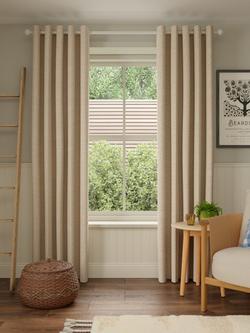 John Lewis Textured Boucle Pair Lined Eyelet Curtains - view 2, Putty