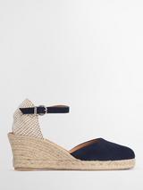 Barbour Elder Suede Wedge Heel Espadrilles, Navy
