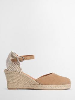 Barbour Elder Suede Wedge Heel Espadrilles, Tan, Tan