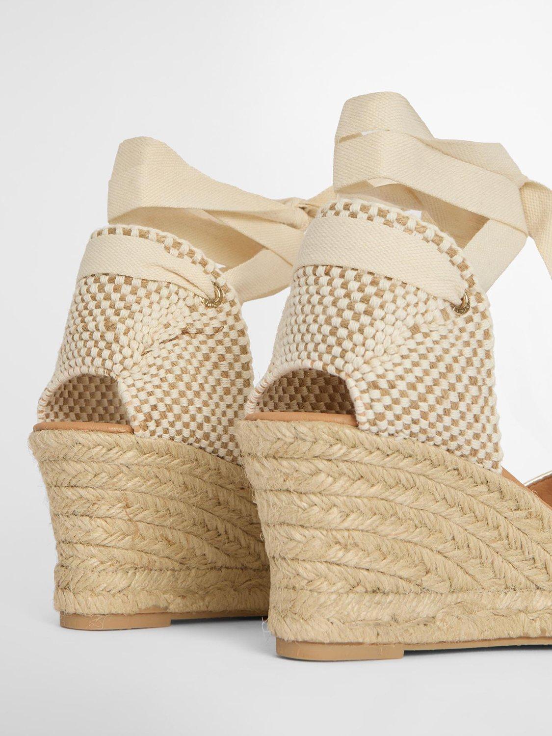 Product image 5 of 6, which shows Barbour Isla Leather Wedge Heel Espadrilles, Gold, 5