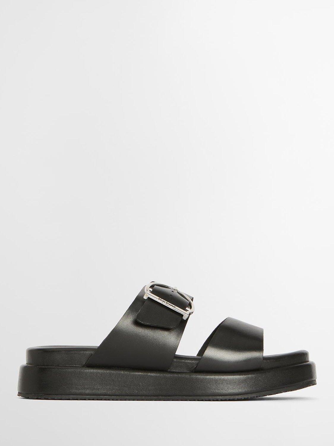 Product image 1 of 7, which shows Barbour Adele Leather Slider Sandals, Black, 5