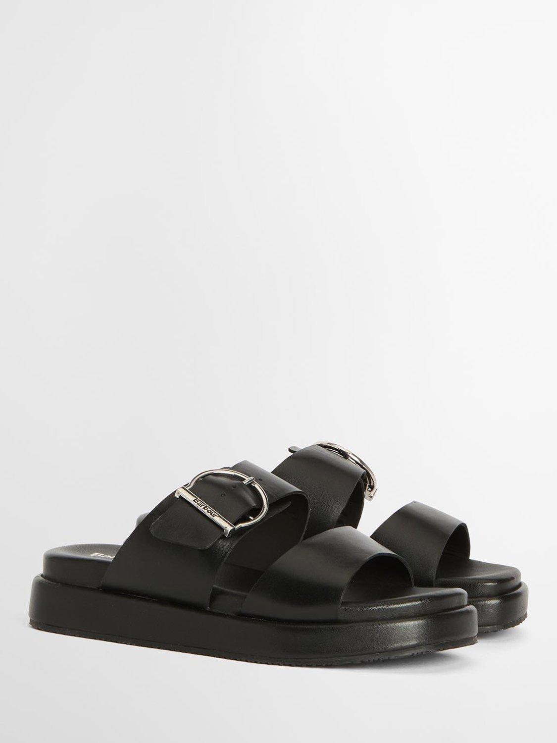 Product image 2 of 7, which shows Barbour Adele Leather Slider Sandals, Black, 5