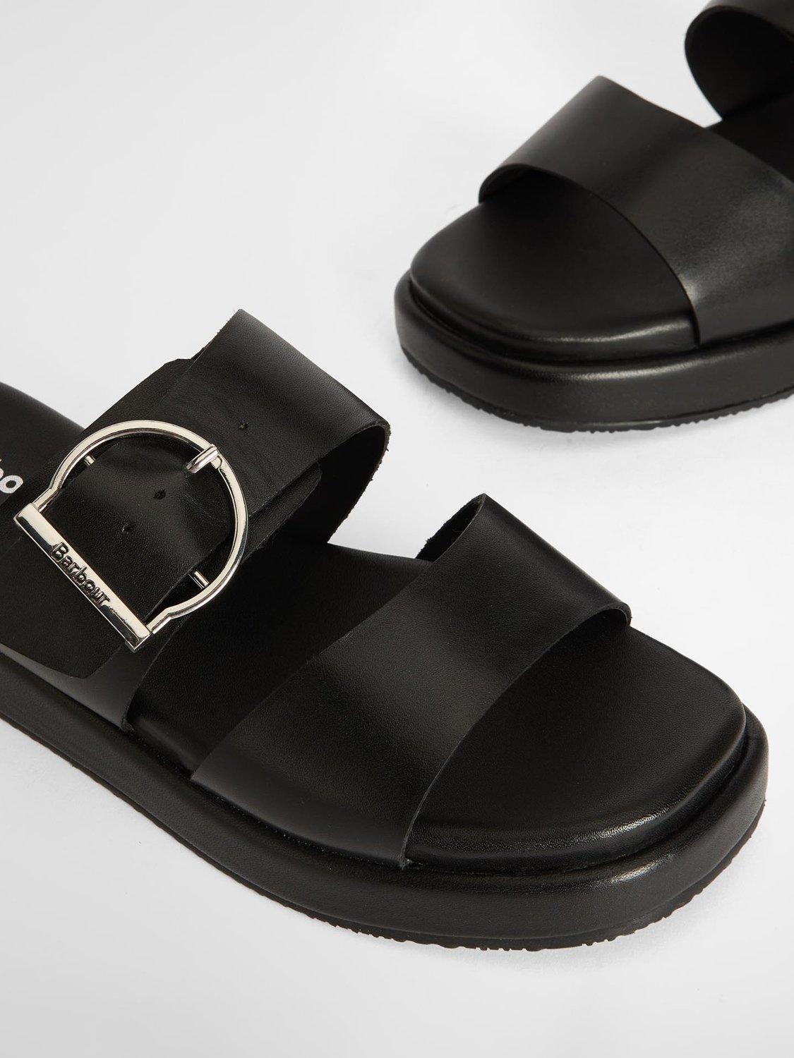 Product image 4 of 7, which shows Barbour Adele Leather Slider Sandals, Black, 5