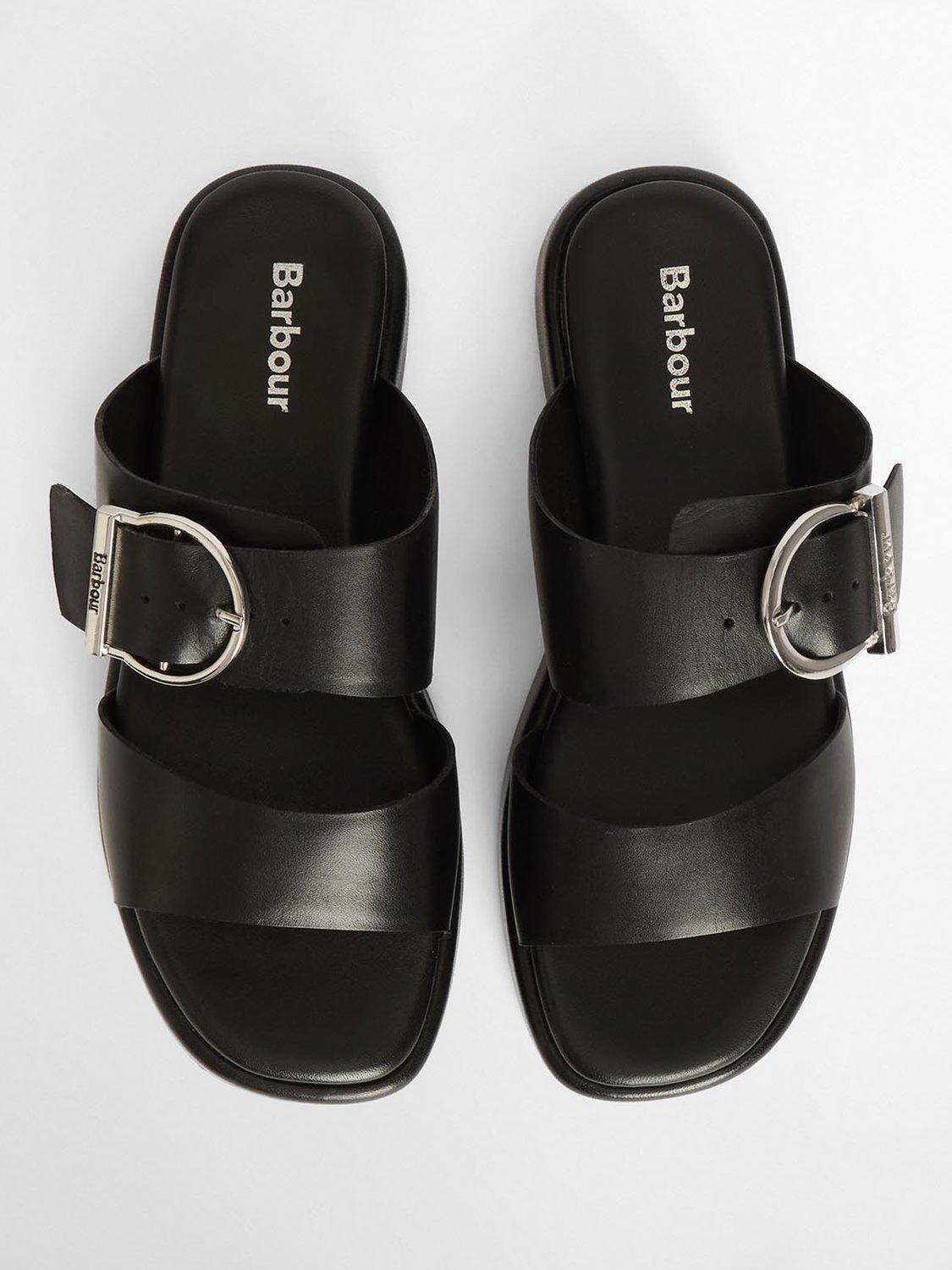 Product image 5 of 7, which shows Barbour Adele Leather Slider Sandals, Black, 5