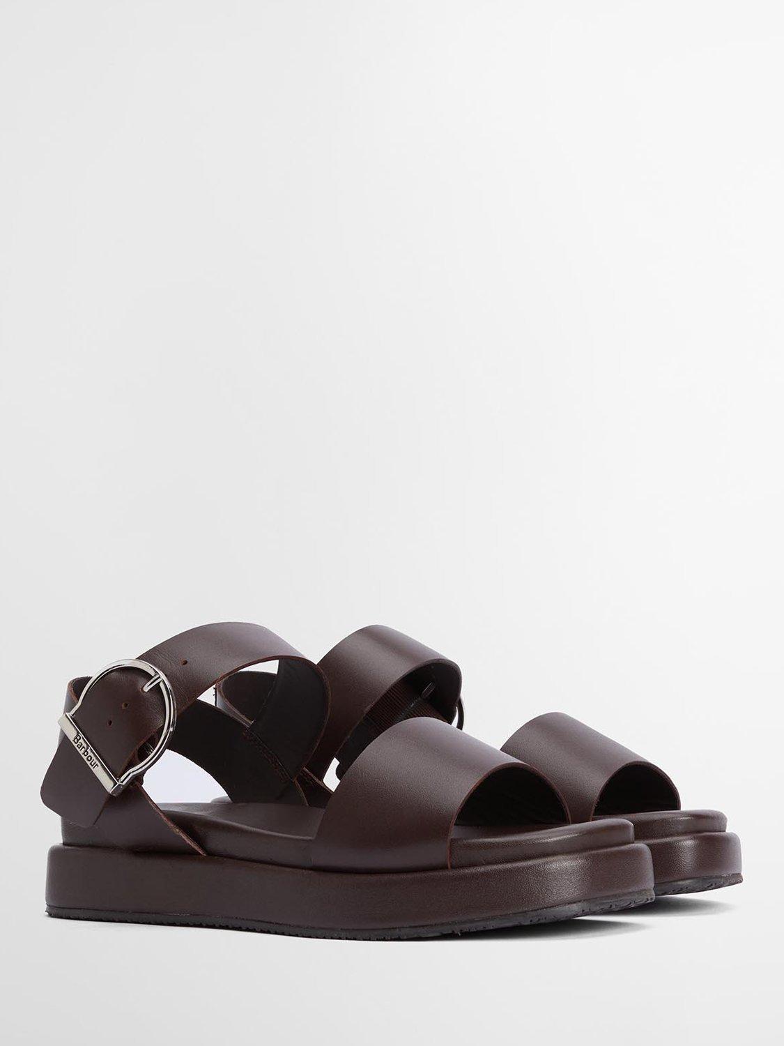 Product image 2 of 5, which shows Barbour Erin Leather Chunky Sandals, Dark Brown, 7