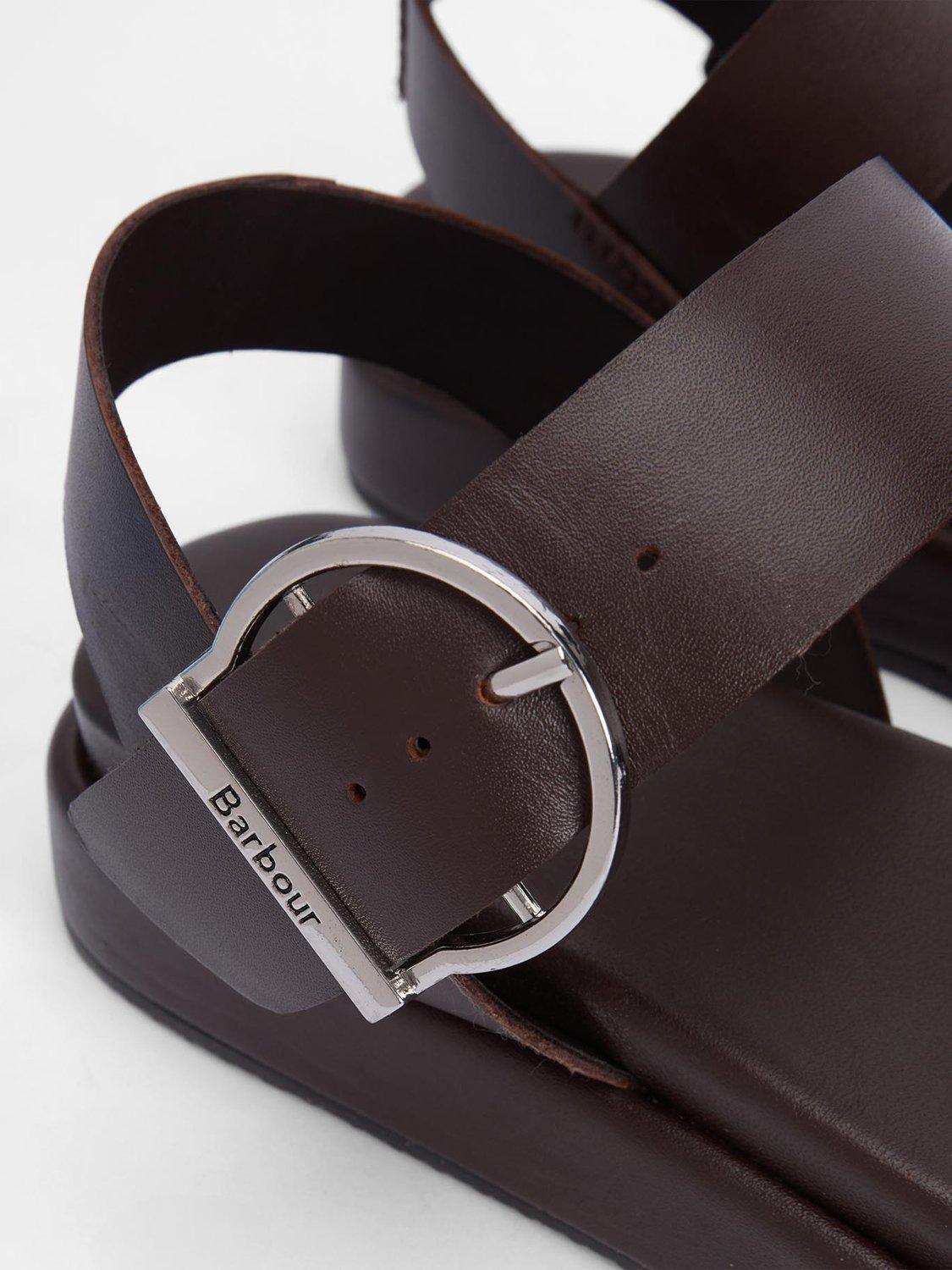 Product image 4 of 5, which shows Barbour Erin Leather Chunky Sandals, Dark Brown, 7