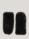 Jigsaw Faux Fur Leather Mittens, Black