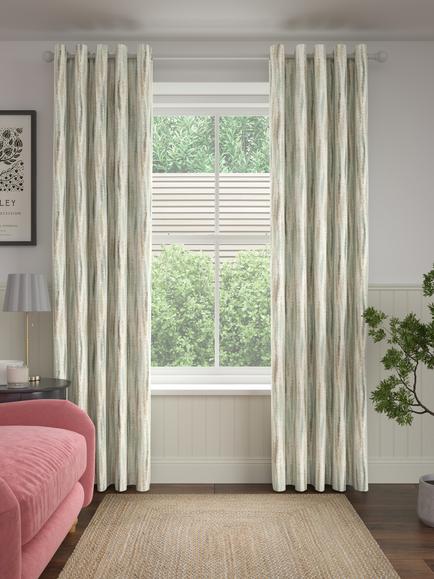 John Lewis Mica Weave Pair Lined Eyelet Curtains, Gold - view 2, Gold
