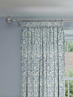 John Lewis Woodland Fable Weave Pair Lined Pencil Pleat Curtains, Lake Blue