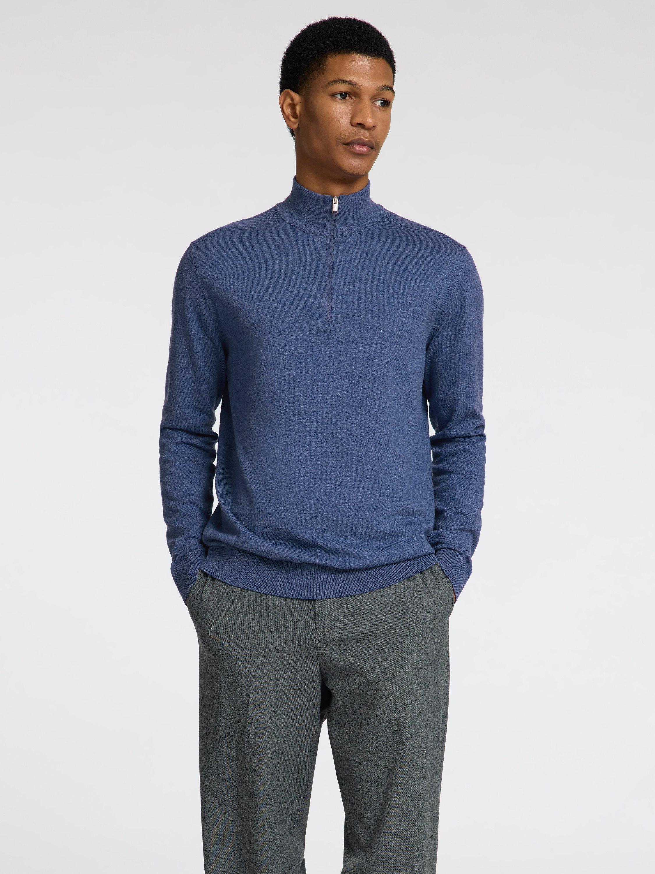 Product image 1 of 6, which shows Selected Half-Zip Jersey Top, Oceana Melange, S