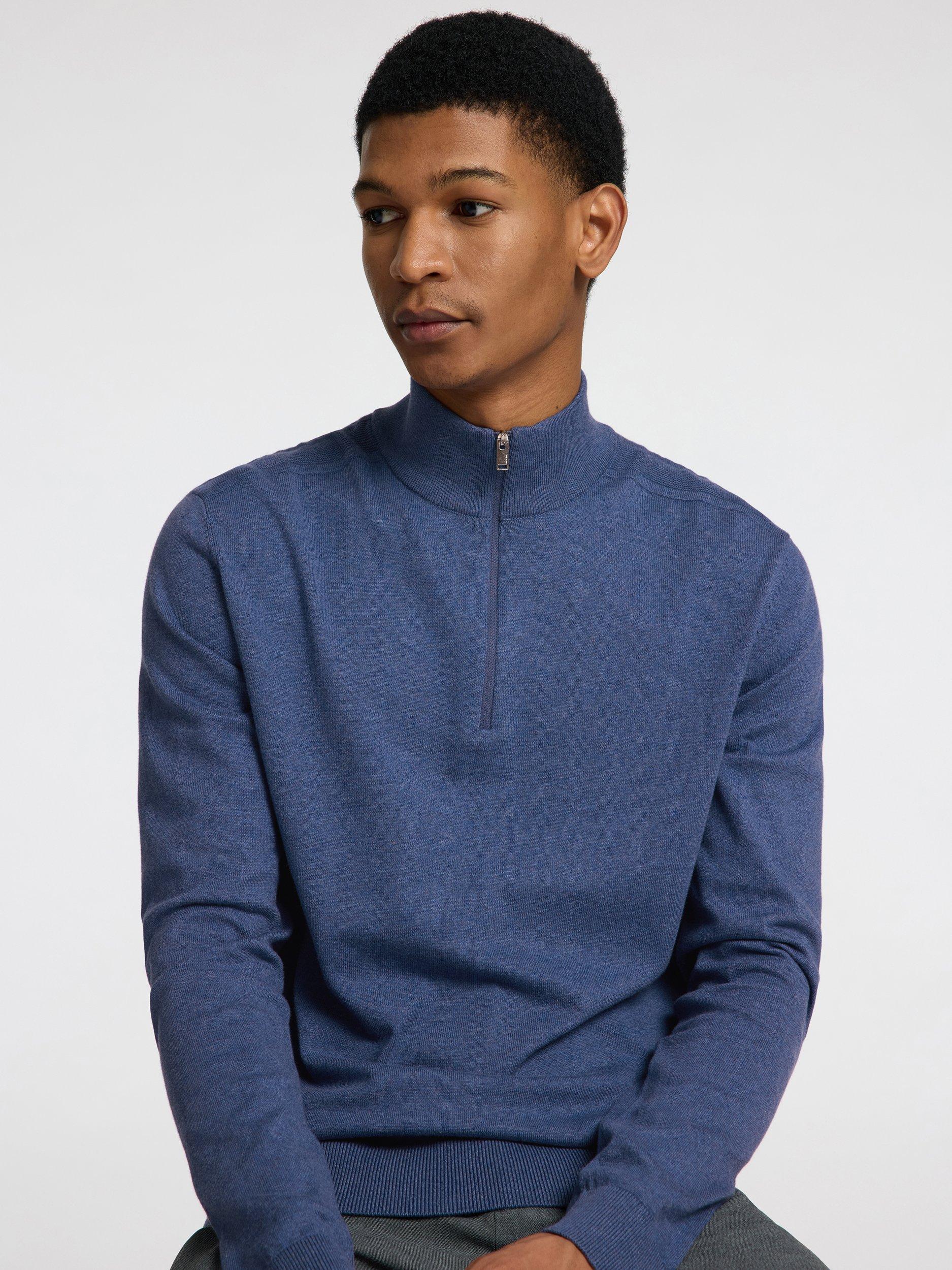 Product image 3 of 6, which shows Selected Half-Zip Jersey Top, Oceana Melange, S