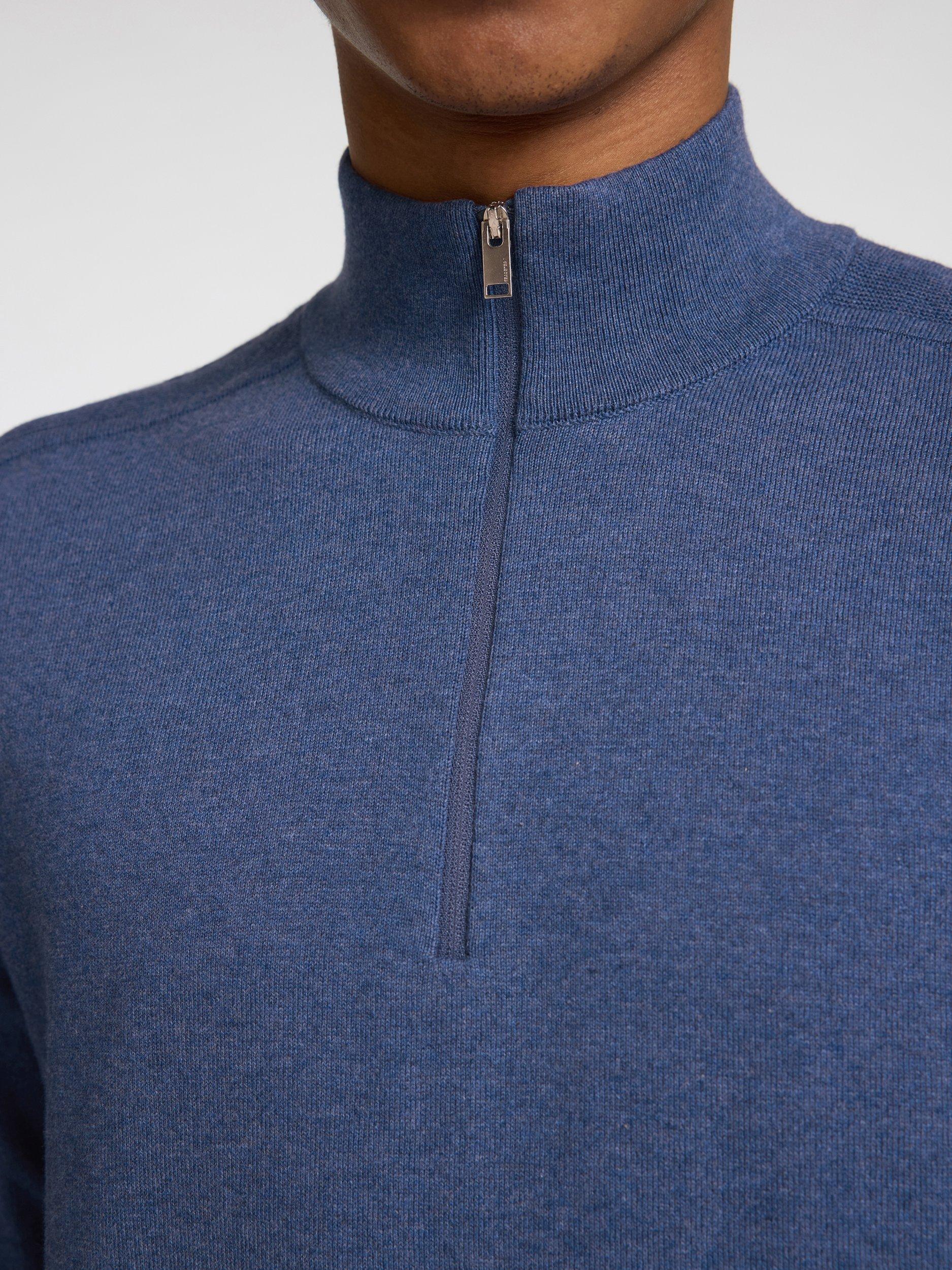 Product image 4 of 6, which shows Selected Half-Zip Jersey Top, Oceana Melange, S
