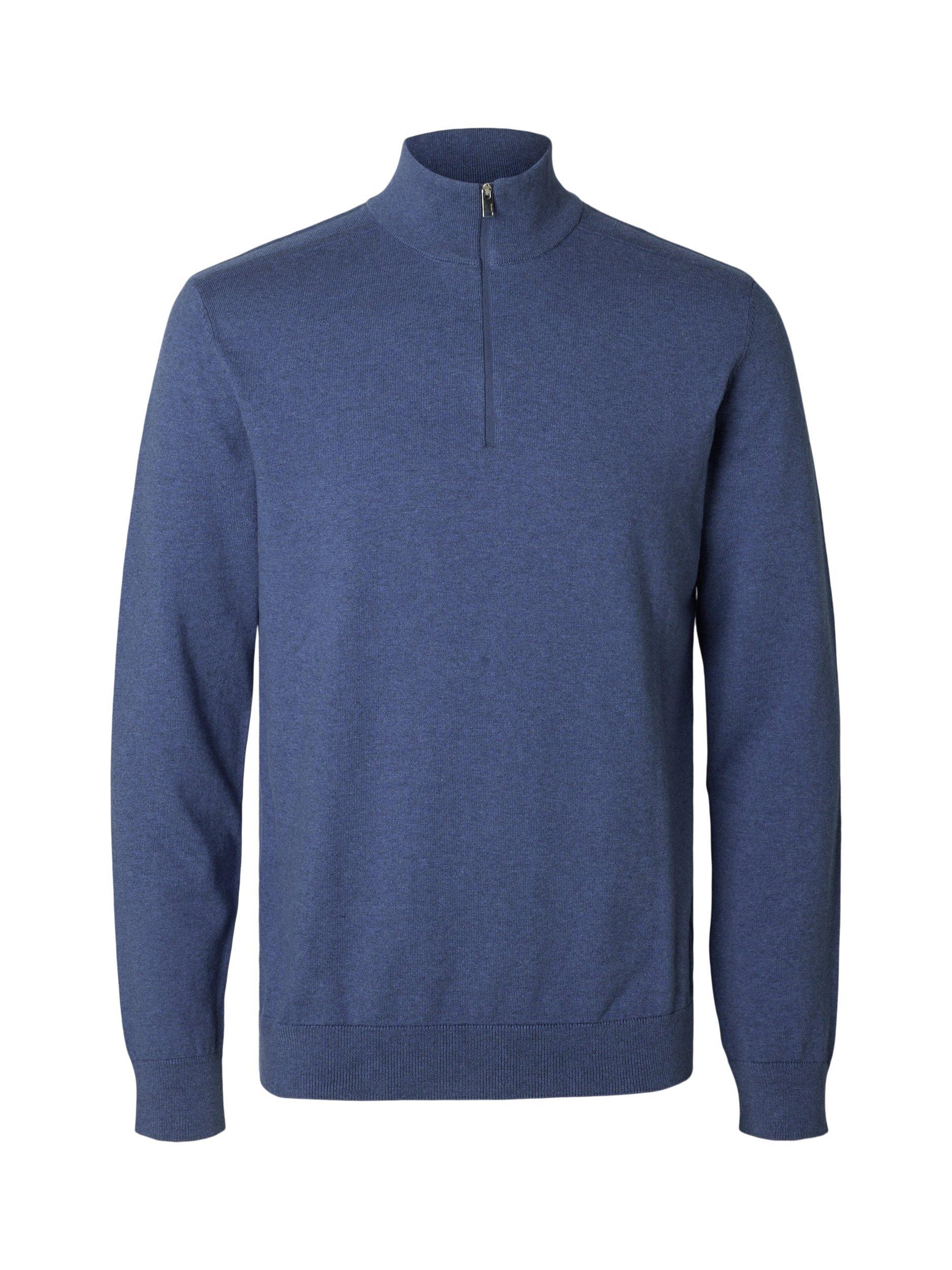 Product image 6 of 6, which shows Selected Half-Zip Jersey Top, Oceana Melange, S