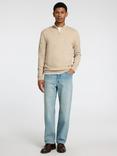 Selected Half-Zip Jersey Top, Oatmeal Melange
