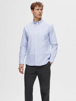 Selected Rick Stripe Regular Fit Oxford Shirt, Skyway/White, Skyway/White