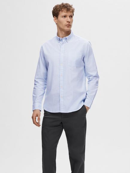 Selected Rick Stripe Regular Fit Oxford Shirt, Skyway/White, Skyway/White