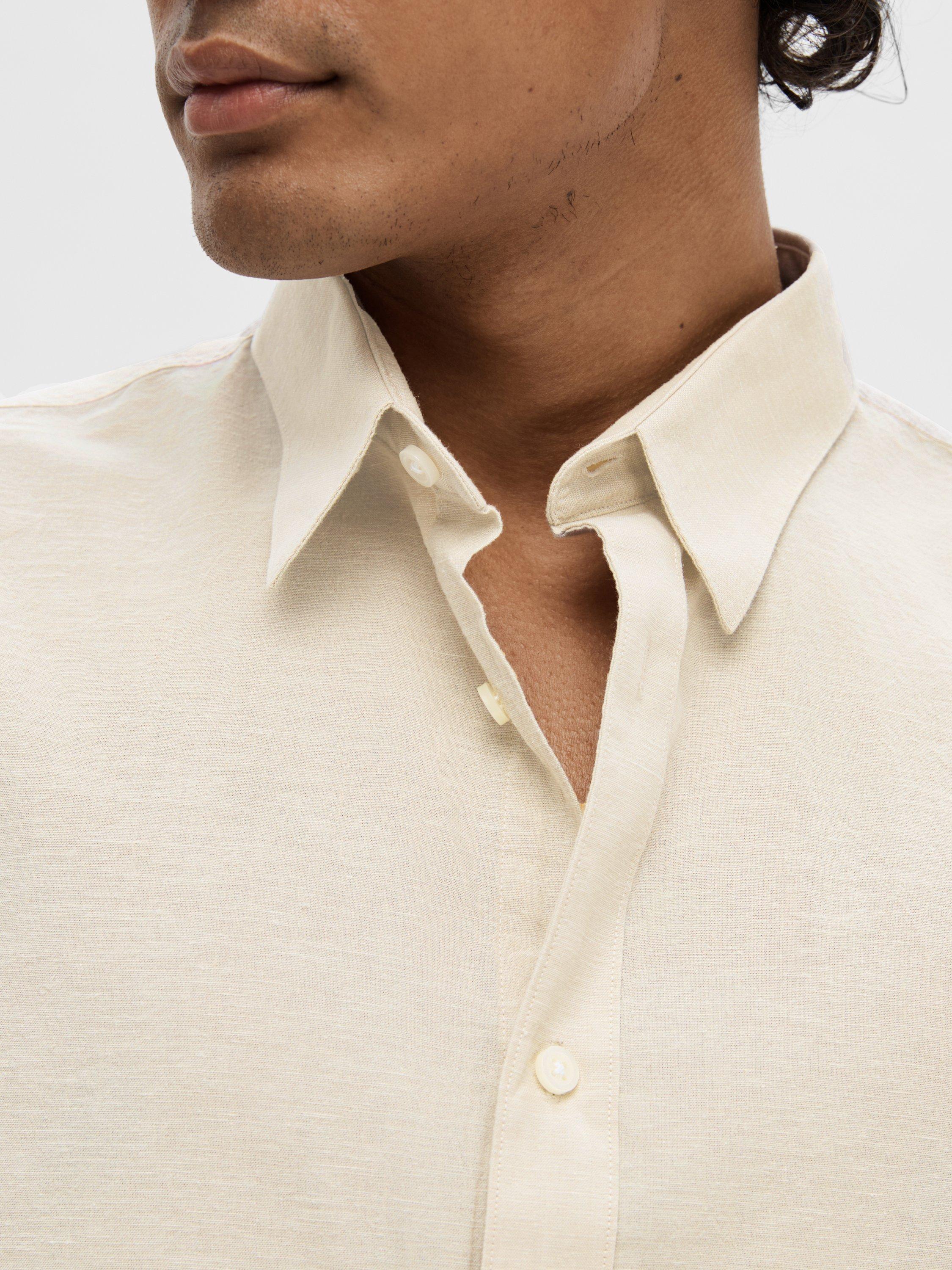 Product image 3 of 5, which shows SELECTED HOMME Linen Blend Regular Fit Shirt, Pure Cashmere, S
