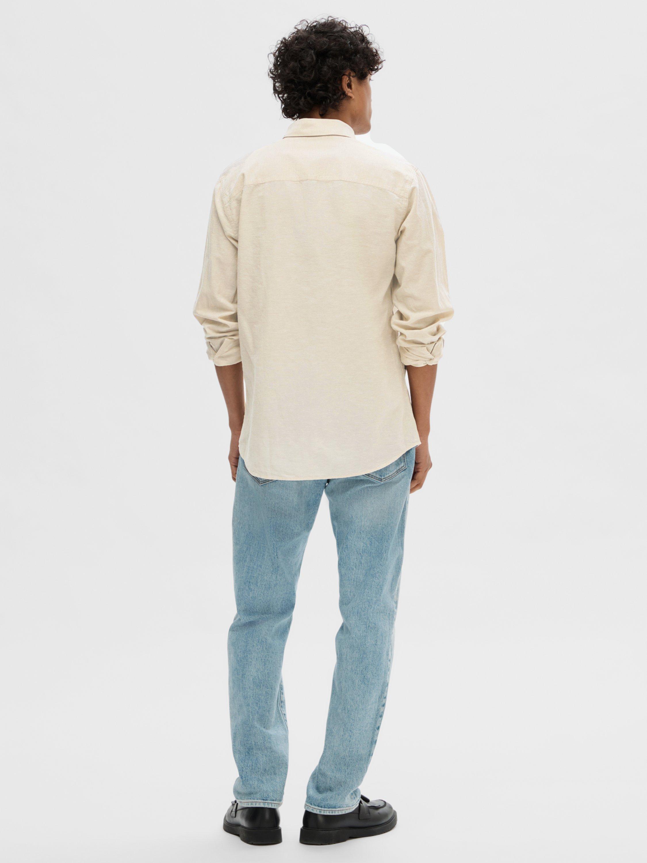 Product image 4 of 5, which shows SELECTED HOMME Linen Blend Regular Fit Shirt, Pure Cashmere, S