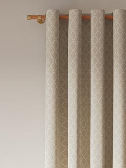 John Lewis Diamond Ikat Print Pair Lined Eyelet Curtains, Putty
