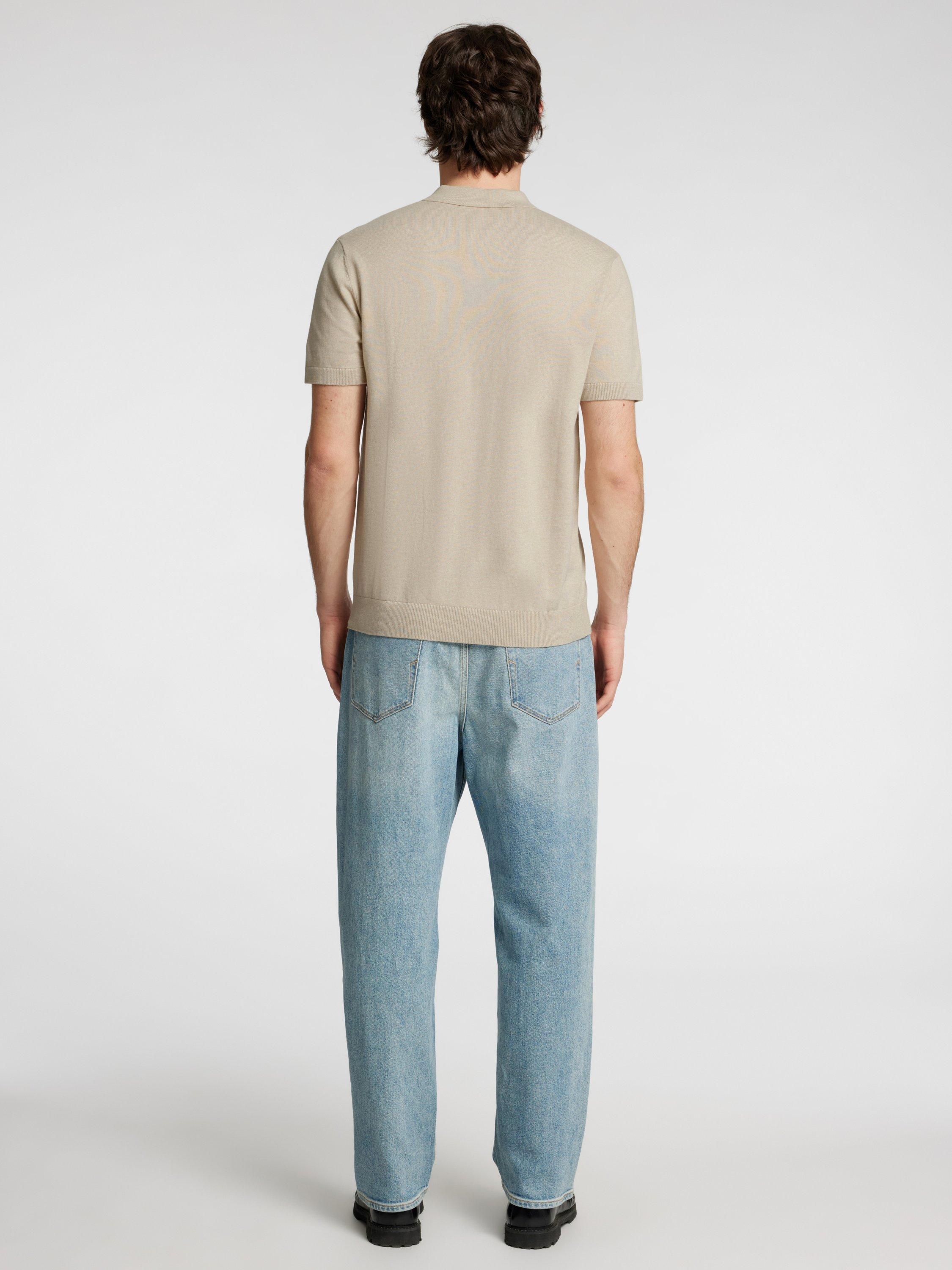 Product image 5 of 6, which shows Selected Cotton Regular Fit Short Sleeve Polo Shirt, Beige Melange, S