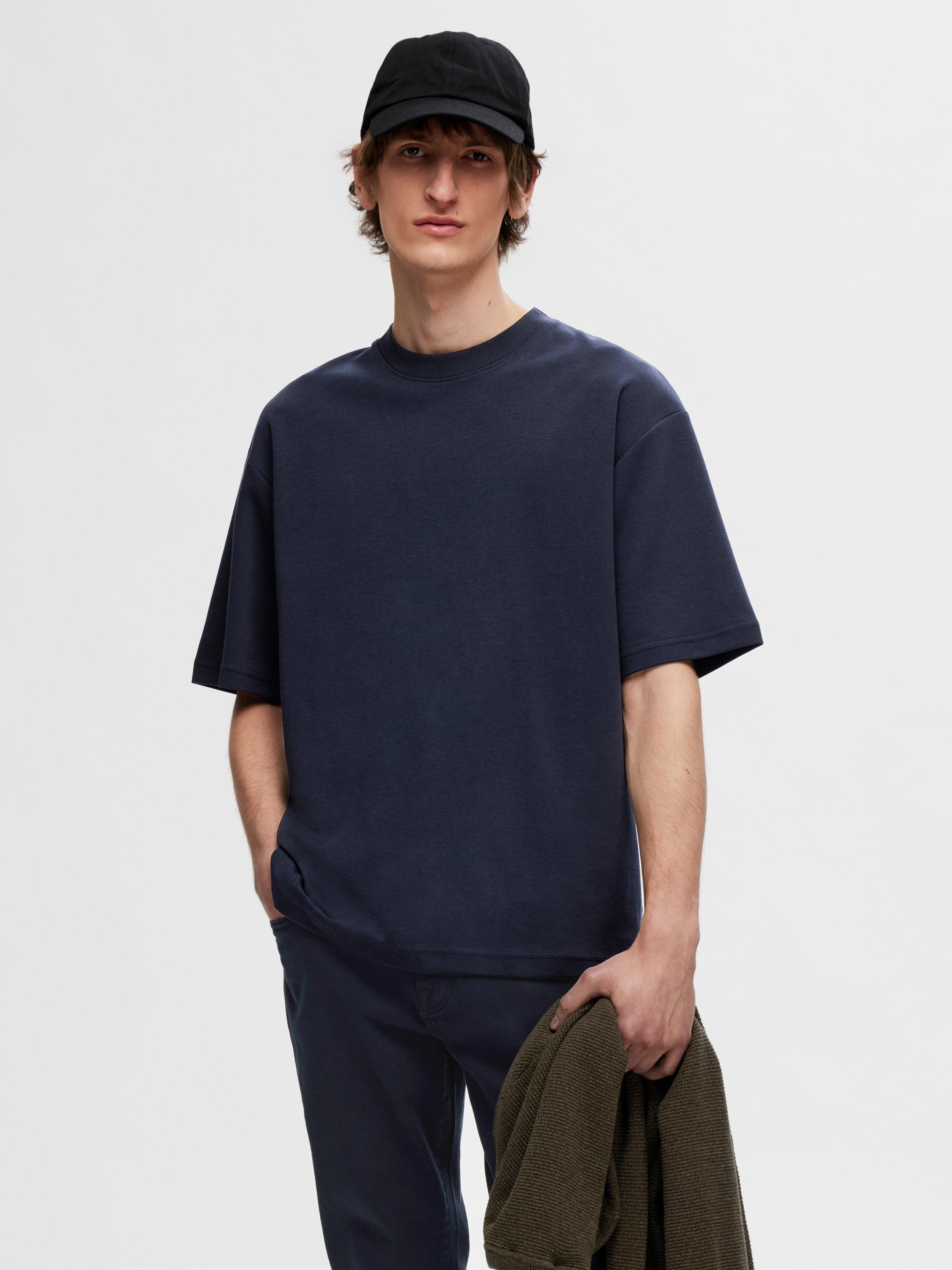 Product image 1 of 6, which shows Selected Oscar Loose Fit T-Shirt, Sky Captain, S