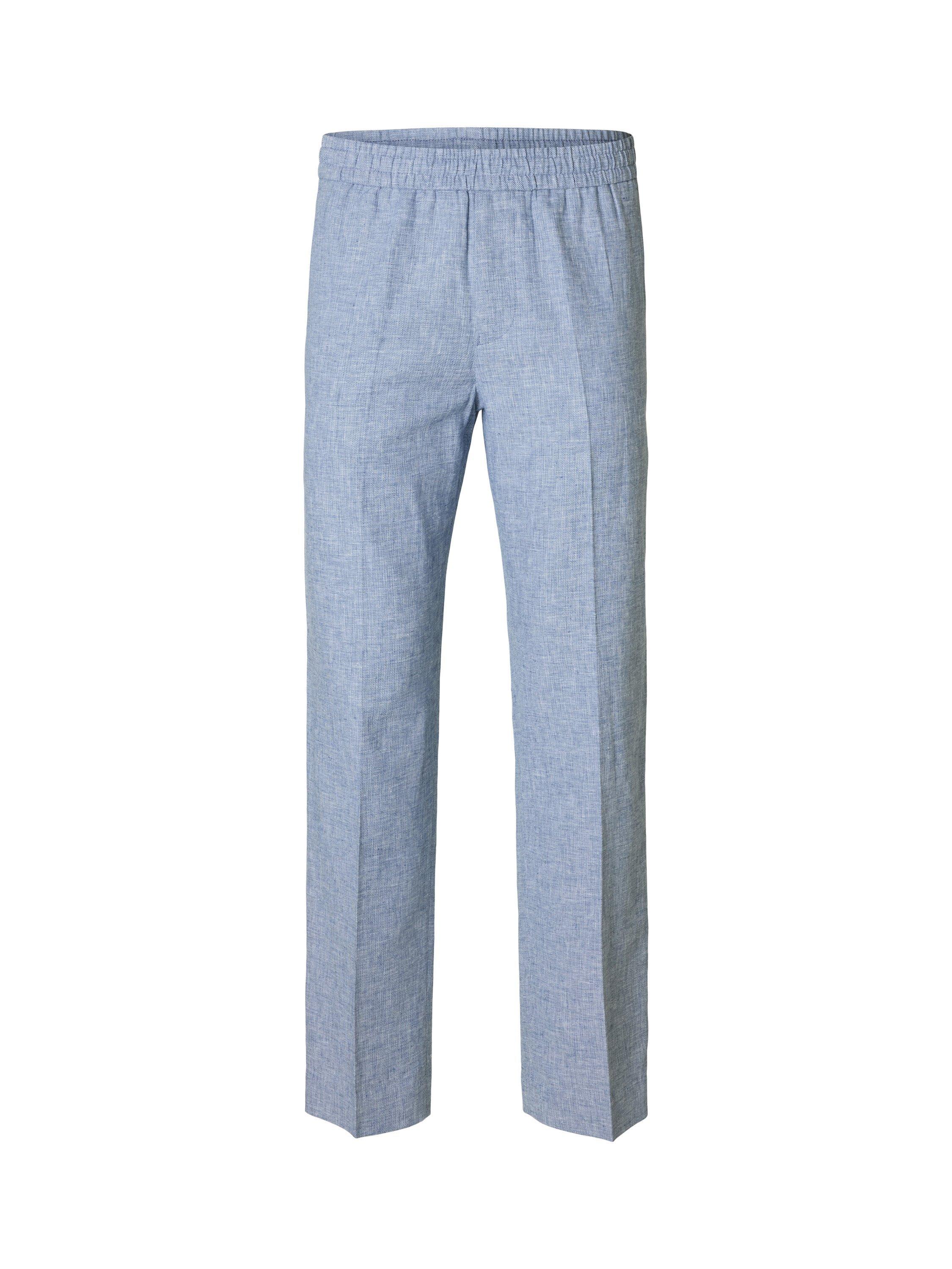 Product image 6 of 6, which shows Selected Malik Regular Fit Cotton & Linen Blend Suit Trousers, Light Blue, 34R