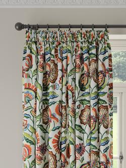 John Lewis Pomegranate Print Pair Lined Pencil Pleat Curtains, Multi, Multi