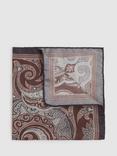 Reiss Cassiano Silk Paisley Pocket Square, Chocolate