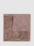 Reiss Sansone Silk Reversible Pocket Square, Dusty Pink