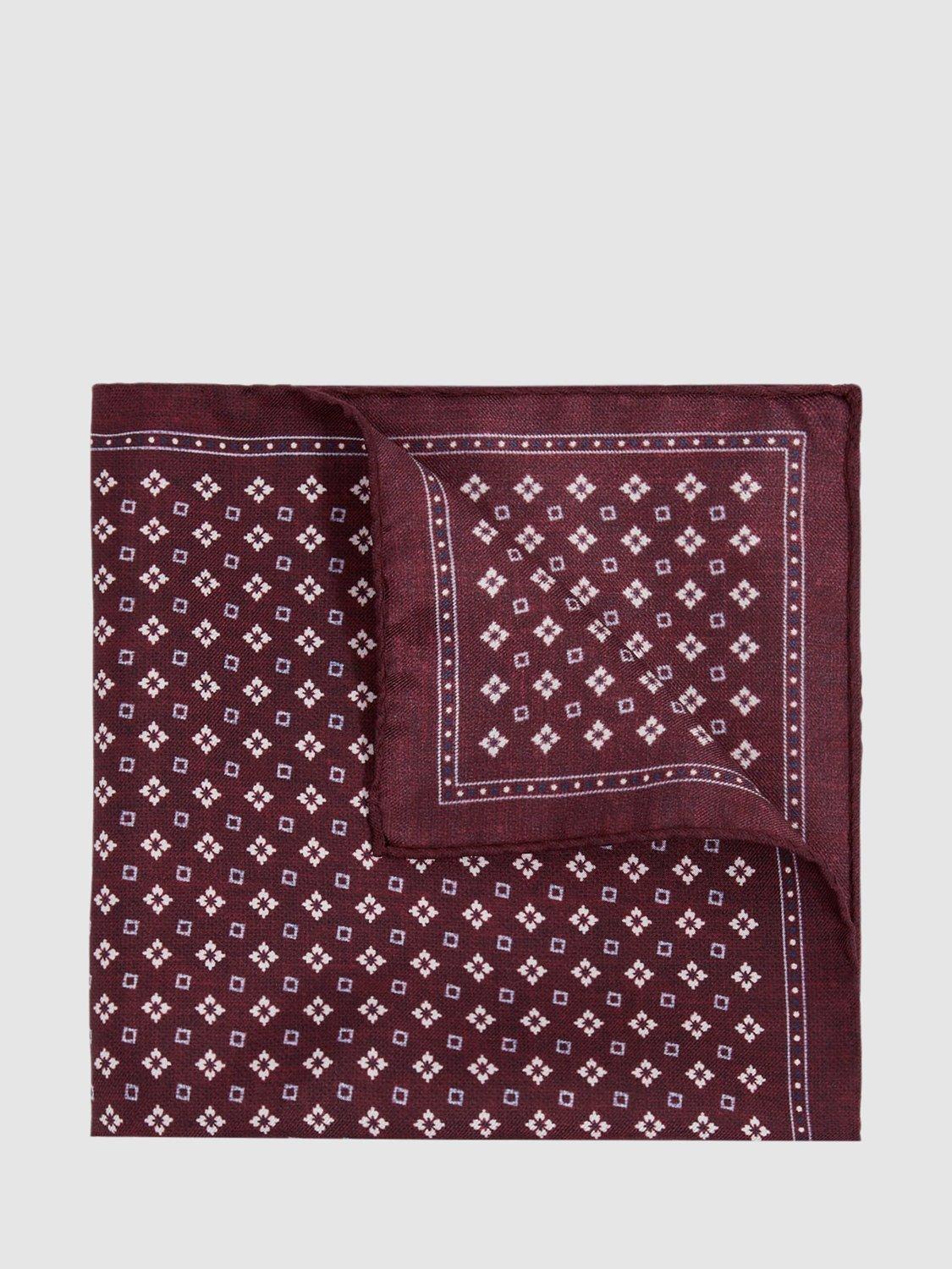 Reiss Pulcino Silk Reversible Pocket Square, Bordeaux