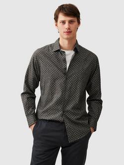 Rodd & Gunn Cranfield Spot Print Cotton Slim Fit Long Sleeve Shirt, Ash/Multi, Ash/Multi