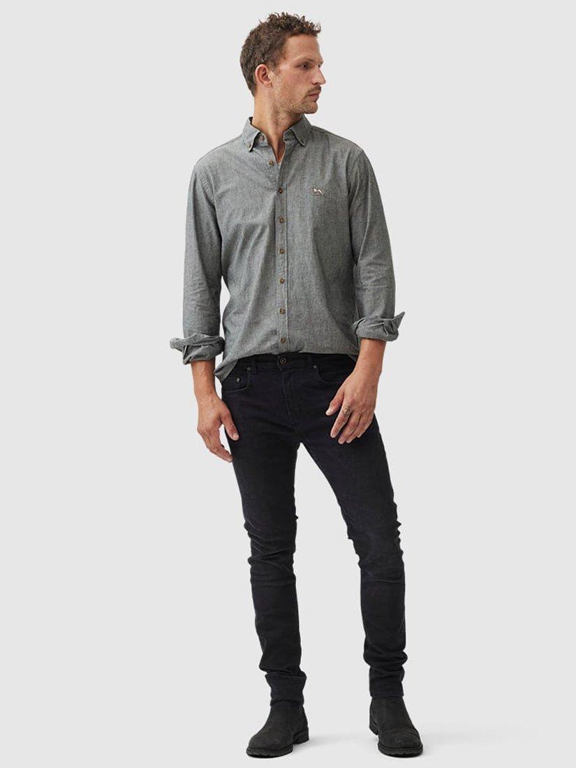 Product image 2 of 5, which shows Rodd & Gunn Kirklands Chambray Cotton Button Down Regular Fit Long Sleeve Shirt, Ash, XS