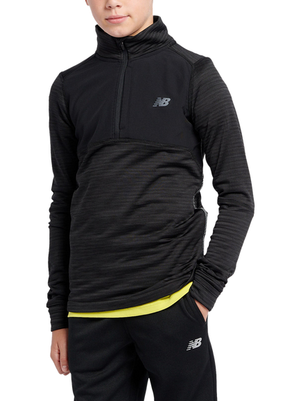 New Balance Kids' Heat Grid Quarter Zip Top, Nb Caviar, Nb Caviar