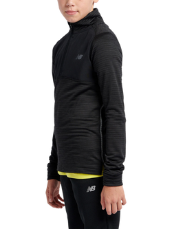 New Balance Kids' Heat Grid Quarter Zip Top, Nb Caviar - view 2, Nb Caviar