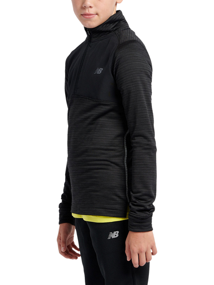 New Balance Kids' Heat Grid Quarter Zip Top, Nb Caviar - view 2, Nb Caviar