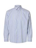 SELECTED HOMME Organic Cotton Regular Fit Stripe Shirt, Sky Captain