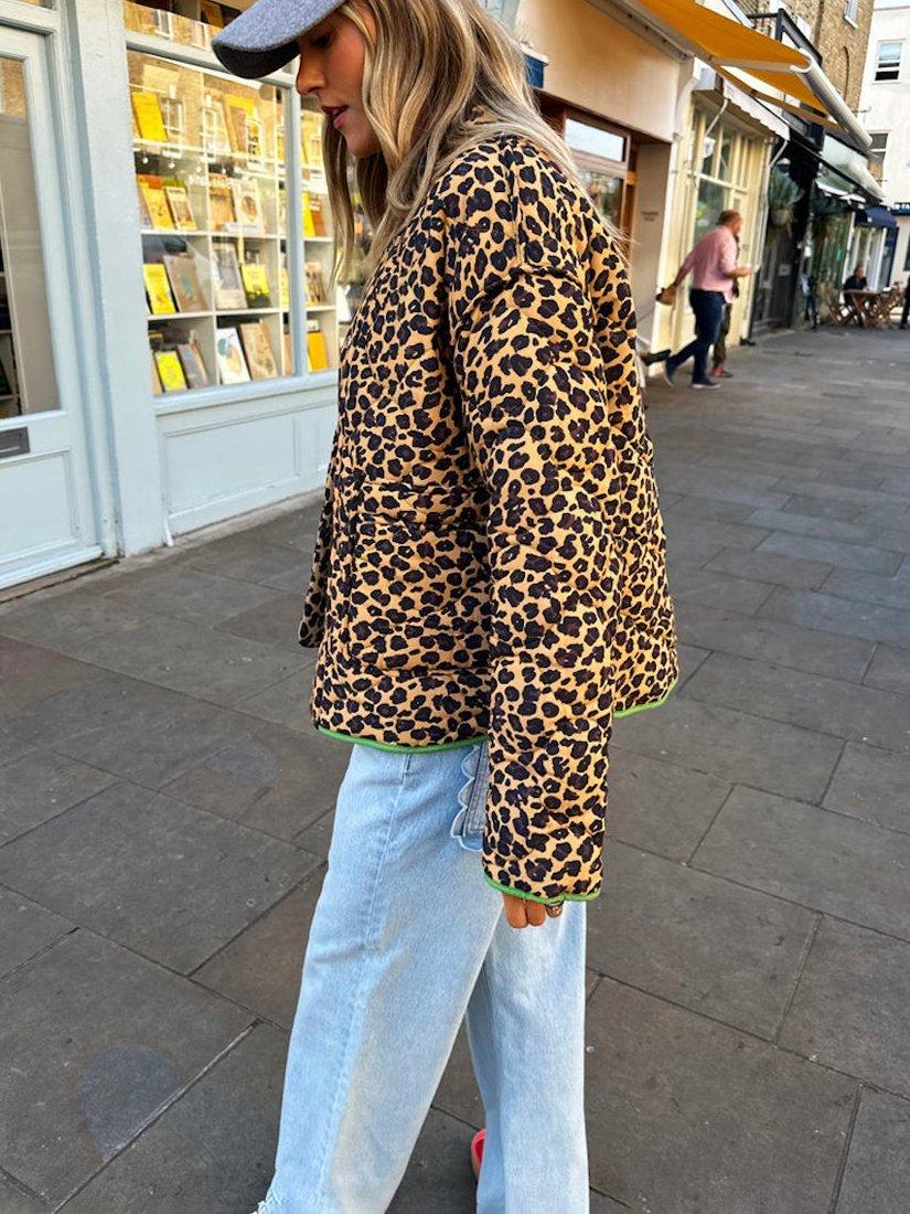 Product image 4 of 11, which shows Never Fully Dressed Wild Jungle Quilted Jacket, Green, S