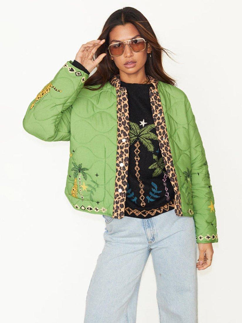 Product image 9 of 11, which shows Never Fully Dressed Wild Jungle Quilted Jacket, Green, S